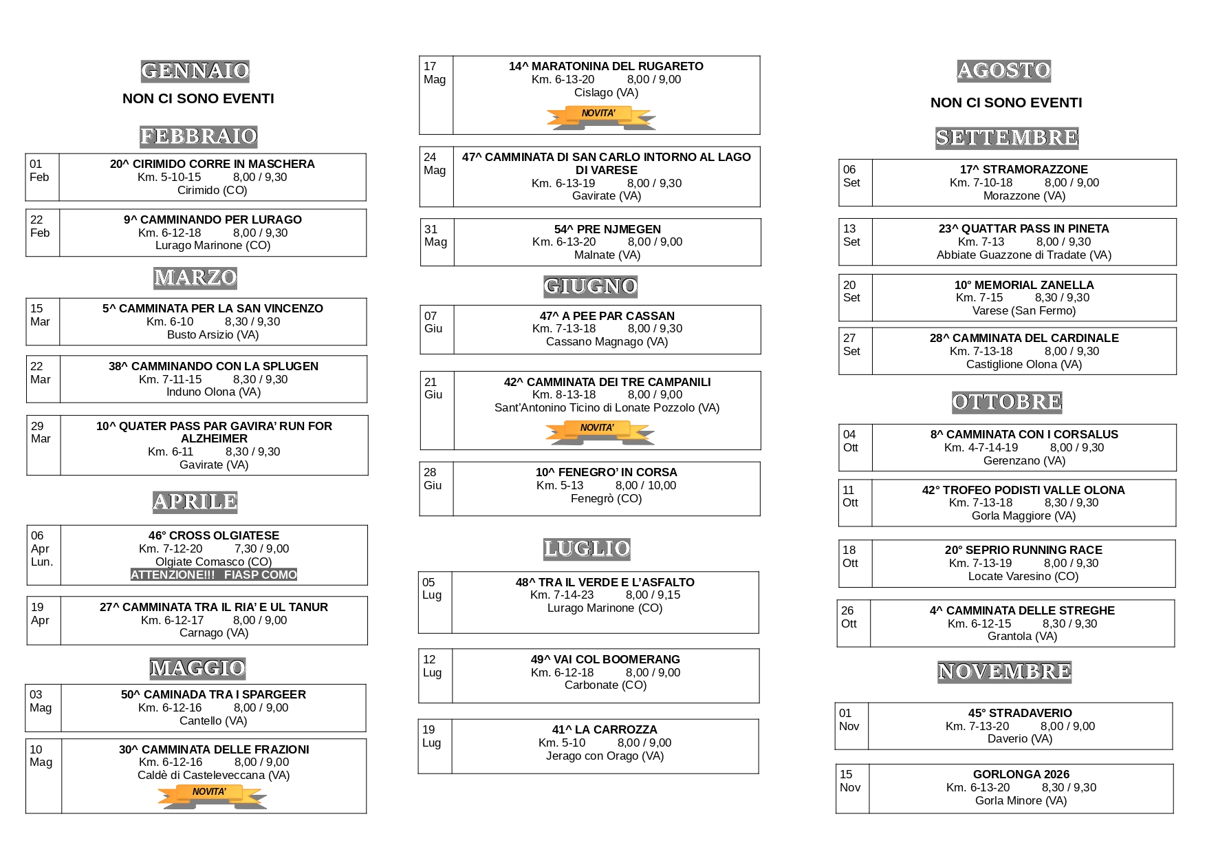 Calenadrio pieghevole camminate 2026 page 0002